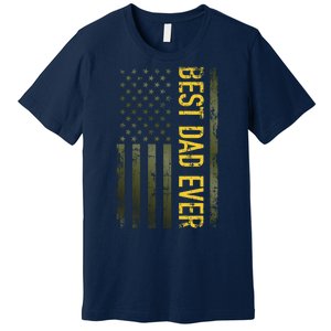 Best Gifts Best Dad Ever American Military Camouflage Flag Premium T-Shirt