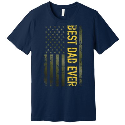 Best Gifts Best Dad Ever American Military Camouflage Flag Premium T-Shirt