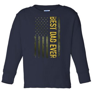 Best Gifts Best Dad Ever American Military Camouflage Flag Toddler Long Sleeve Shirt