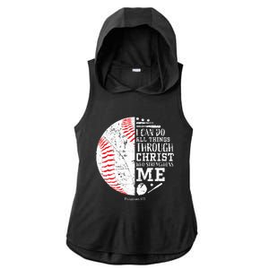 Baseball Gifts Bible Verse Sayings Philippians 413  Ladies PosiCharge Tri-Blend Wicking Draft Hoodie Tank