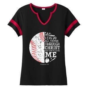 Baseball Gifts Bible Verse Sayings Philippians 413  Ladies Halftime Notch Neck Tee