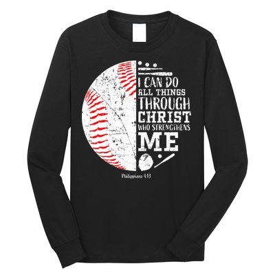Baseball Gifts Bible Verse Sayings Philippians 413  Long Sleeve Shirt