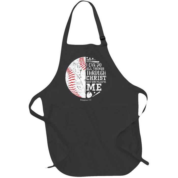 Baseball Gifts Bible Verse Sayings Philippians 413  Full-Length Apron With Pockets