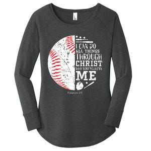 Baseball Gifts Bible Verse Sayings Philippians 413  Women's Perfect Tri Tunic Long Sleeve Shirt