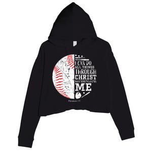 Baseball Gifts Bible Verse Sayings Philippians 413  Crop Fleece Hoodie