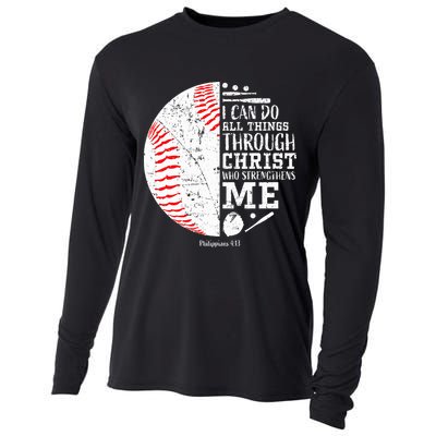 Baseball Gifts Bible Verse Sayings Philippians 413  Cooling Performance Long Sleeve Crew