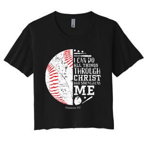 Baseball Gifts Bible Verse Sayings Philippians 413  Women's Crop Top Tee