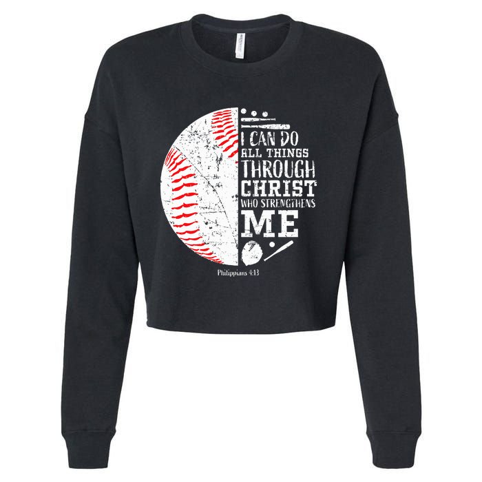 Baseball Gifts Bible Verse Sayings Philippians 413  Cropped Pullover Crew