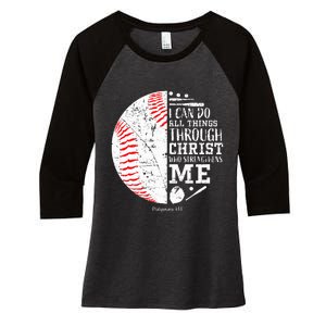 Baseball Gifts Bible Verse Sayings Philippians 413  Women's Tri-Blend 3/4-Sleeve Raglan Shirt