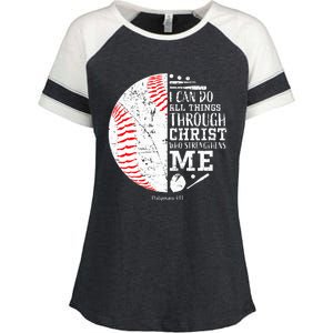 Baseball Gifts Bible Verse Sayings Philippians 413  Enza Ladies Jersey Colorblock Tee