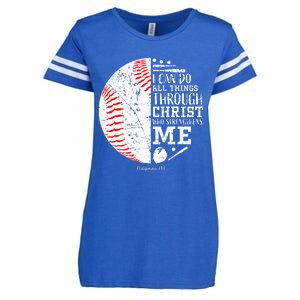 Baseball Gifts Bible Verse Sayings Philippians 413  Enza Ladies Jersey Football T-Shirt