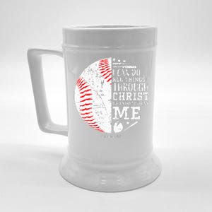 Baseball Gifts Bible Verse Sayings Philippians 413  Beer Stein