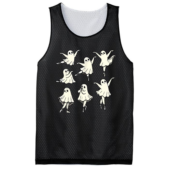 Ballet Ghost Ballet Dancer Spooky Dance Teacher Halloween Mesh Reversible Basketball Jersey Tank