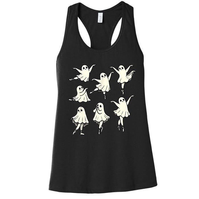 Ballet Ghost Ballet Dancer Spooky Dance Teacher Halloween Women's Racerback Tank