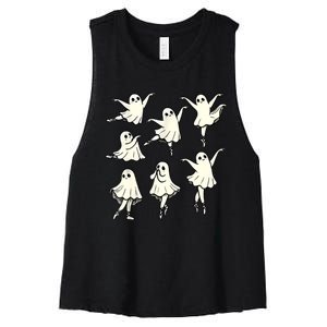 Ballet Ghost Ballet Dancer Spooky Dance Teacher Halloween Women's Racerback Cropped Tank