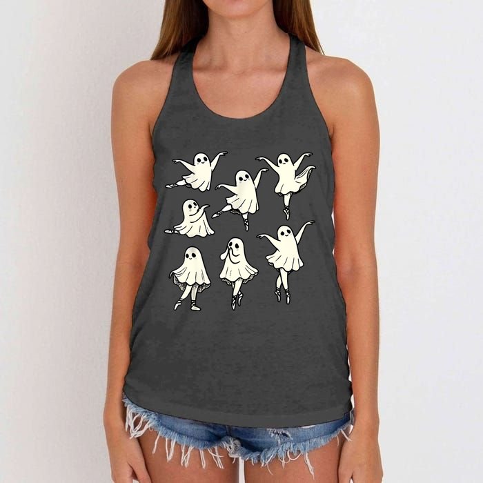 Ballet Ghost Ballet Dancer Spooky Dance Teacher Halloween Women's Knotted Racerback Tank