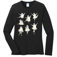 Ballet Ghost Ballet Dancer Spooky Dance Teacher Halloween Ladies Long Sleeve Shirt