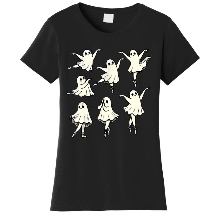 Ballet Ghost Ballet Dancer Spooky Dance Teacher Halloween Women's T-Shirt