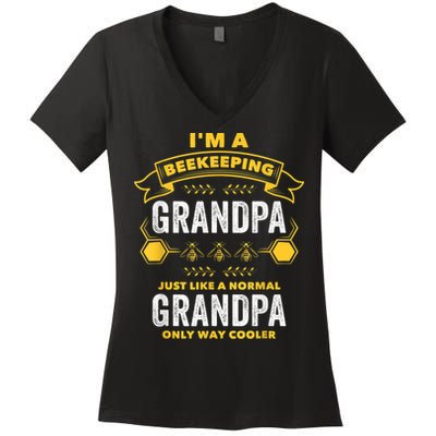 Beekeeper Grandpa Bee Bees Apiarist Father Women's V-Neck T-Shirt