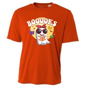 Booooks Ghost Boo Read Books Library Funny Halloween Gift Cooling Performance Crew T-Shirt