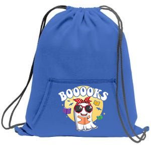 Booooks Ghost Boo Read Books Library Funny Halloween Gift Sweatshirt Cinch Pack Bag