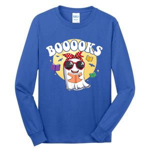 Booooks Ghost Boo Read Books Library Funny Halloween Gift Tall Long Sleeve T-Shirt