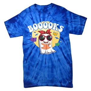 Booooks Ghost Boo Read Books Library Funny Halloween Gift Tie-Dye T-Shirt