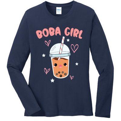 Boba Girl Bubble Tea Ladies Long Sleeve Shirt