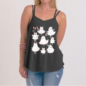 Ballet Ghost Ballet Dancer Spooky Dance Teacher Halloween Women's Strappy Tank