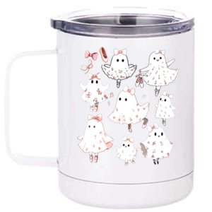 Ballet Ghost Ballet Dancer Spooky Dance Teacher Halloween 12 oz Stainless Steel Tumbler Cup