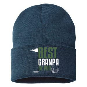 Best Grandpa By Par Fathers Day Golf Sustainable Knit Beanie