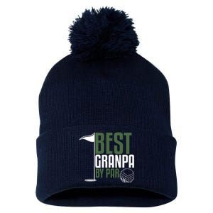 Best Grandpa By Par Fathers Day Golf Pom Pom 12in Knit Beanie