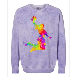 Basketball Girl Colorblast Crewneck Sweatshirt