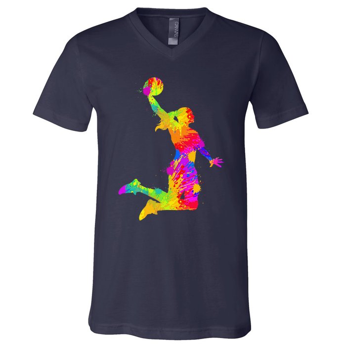 Basketball Girl V-Neck T-Shirt