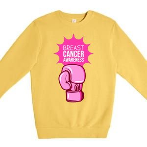 Boxing Glove Breast Cancer Awareness Pink Survivor Gift Premium Crewneck Sweatshirt