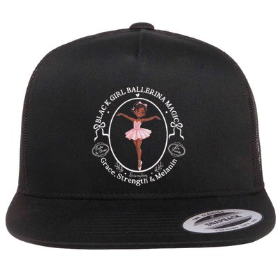 Black Girl Ballerina Magic African American Ballet Dance Flat Bill Trucker Hat