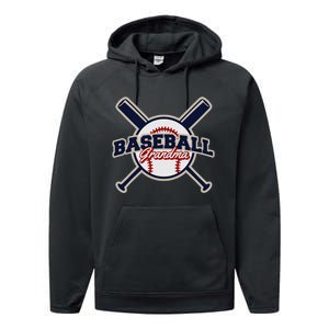 Baseball Grandma Baseball Performance Fleece Hoodie