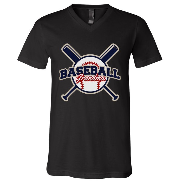 Baseball Grandma Baseball V-Neck T-Shirt