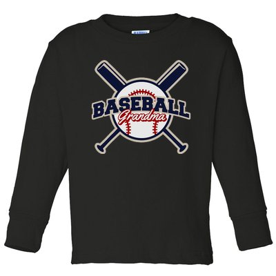 Baseball Grandma Baseball Toddler Long Sleeve Shirt