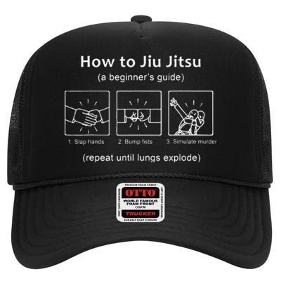 BJJ Gifts Beginner Jiu Jitsu Guide Funny Brazilian Jiu Jitsu High Crown Mesh Back Trucker Hat