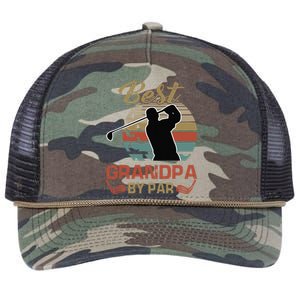 Best Grandpa By Par Golfing Gift For Father Day Retro Rope Trucker Hat Cap