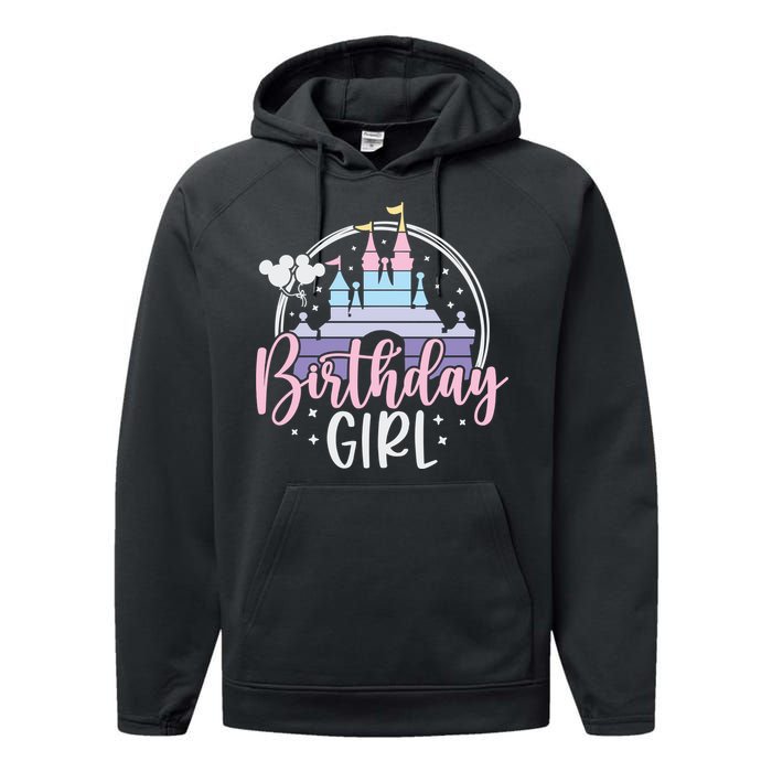 Birthday Girl Birthday Party Magic Castle Performance Fleece Hoodie