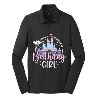 Birthday Girl Birthday Party Magic Castle Silk Touch Performance Long Sleeve Polo