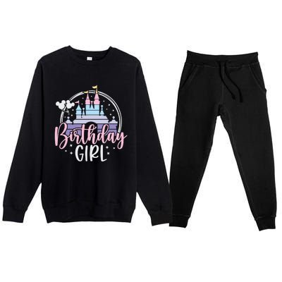 Birthday Girl Birthday Party Magic Castle Premium Crewneck Sweatsuit Set