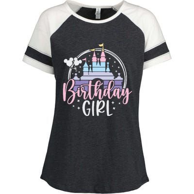 Birthday Girl Birthday Party Magic Castle Enza Ladies Jersey Colorblock Tee