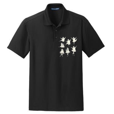 Ballet Ghost Ballet Dancer Spooky Dance Teacher Halloween Dry Zone Grid Polo