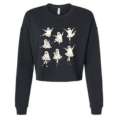 Ballet Ghost Ballet Dancer Spooky Dance Teacher Halloween Cropped Pullover Crew