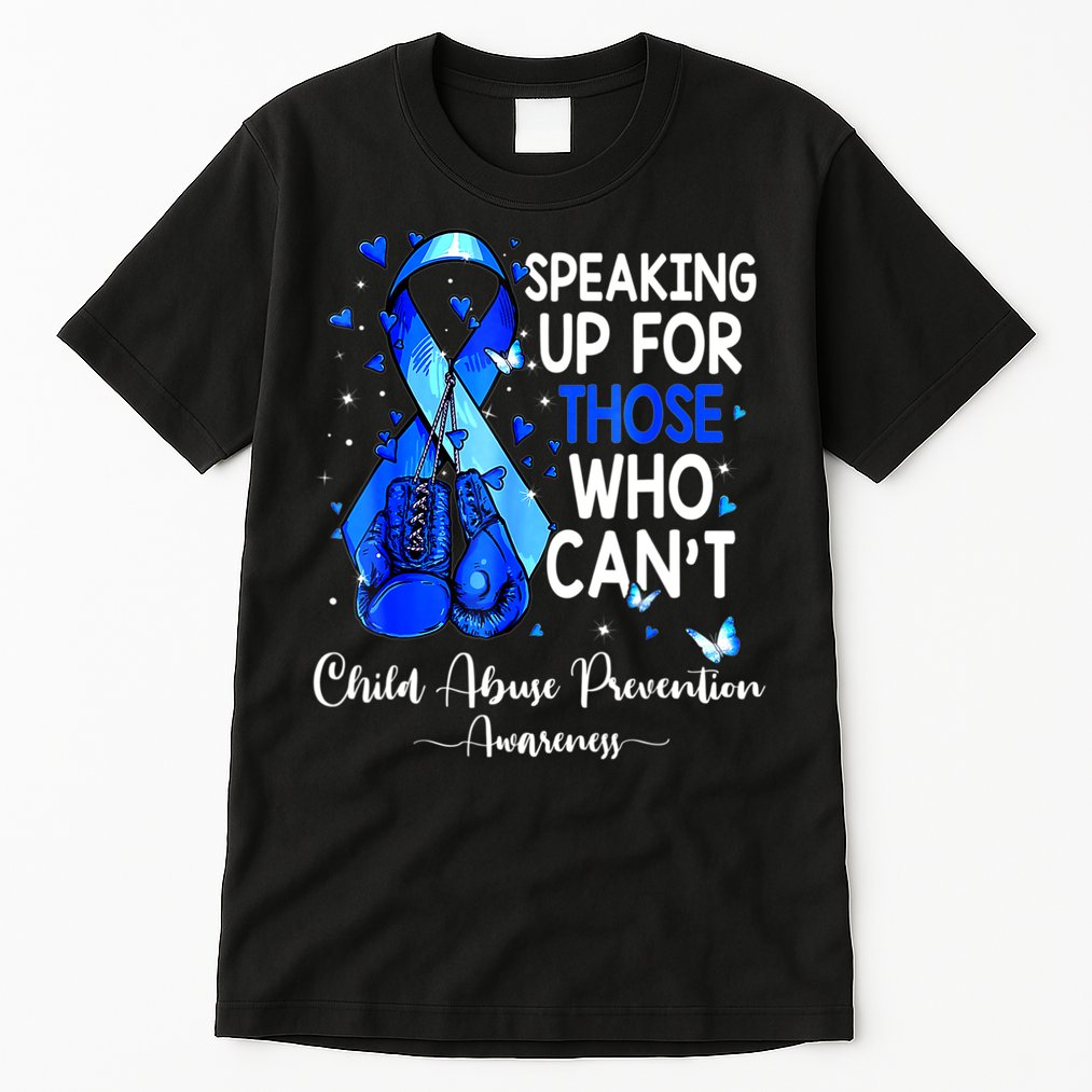Boxing Gloves Blue Ribbon Child Abuse Prevention Awareness Tall T-Shirt