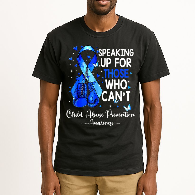 Boxing Gloves Blue Ribbon Child Abuse Prevention Awareness Tall T-Shirt