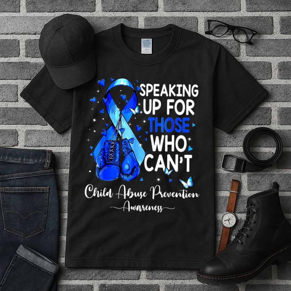 Boxing Gloves Blue Ribbon Child Abuse Prevention Awareness Tall T-Shirt